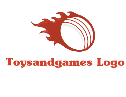 cricket ball fire sports logo