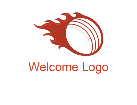 cricket ball fire sports logo