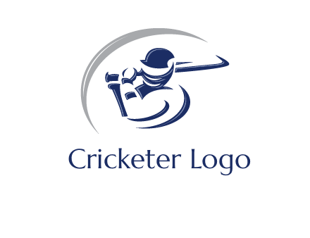 cricket batsman sports logo