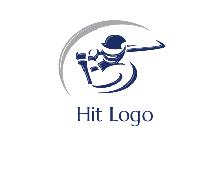 cricket batsman sports logo