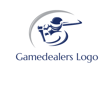 cricket batsman sports logo