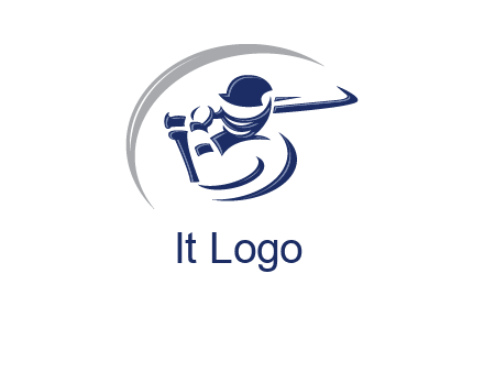 cricket batsman sports logo