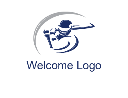 cricket batsman sports logo