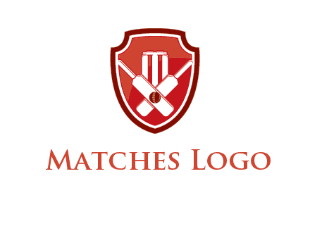 wicket and crossed bats in shield sports logo