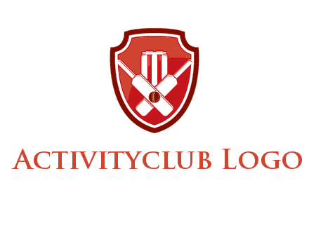wicket and crossed bats in shield sports logo