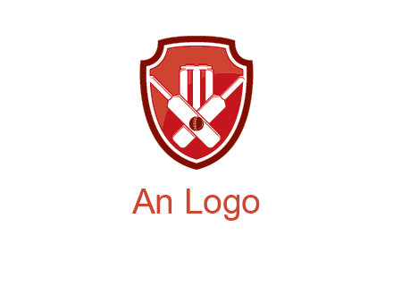 wicket and crossed bats in shield sports logo