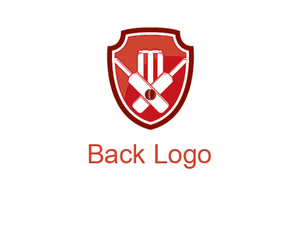 wicket and crossed bats in shield sports logo