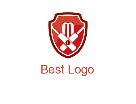wicket and crossed bats in shield sports logo