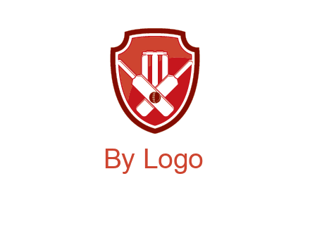 wicket and crossed bats in shield sports logo