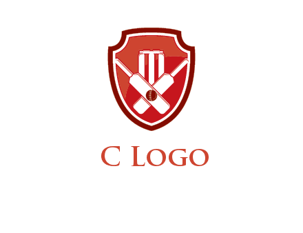 wicket and crossed bats in shield sports logo