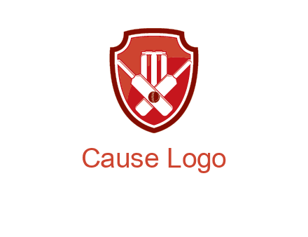 wicket and crossed bats in shield sports logo