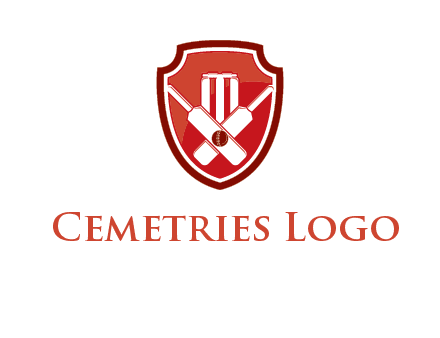 wicket and crossed bats in shield sports logo