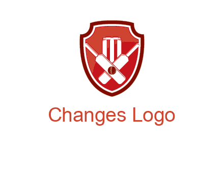 wicket and crossed bats in shield sports logo
