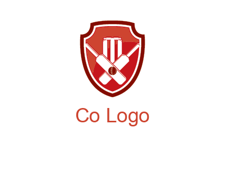wicket and crossed bats in shield sports logo