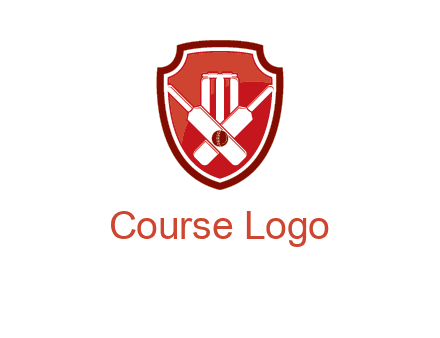 wicket and crossed bats in shield sports logo