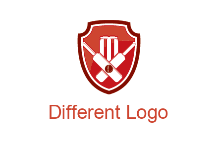 wicket and crossed bats in shield sports logo