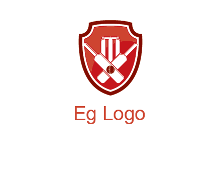wicket and crossed bats in shield sports logo