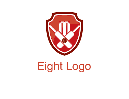 wicket and crossed bats in shield sports logo