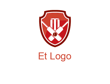 wicket and crossed bats in shield sports logo