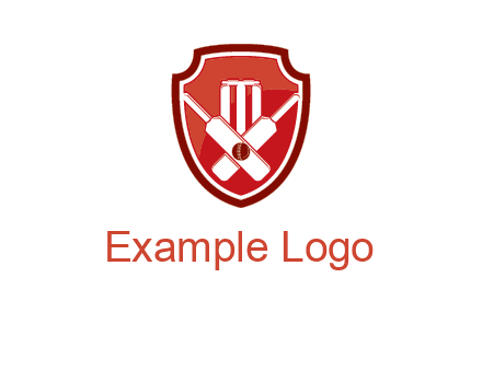wicket and crossed bats in shield sports logo