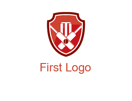 wicket and crossed bats in shield sports logo