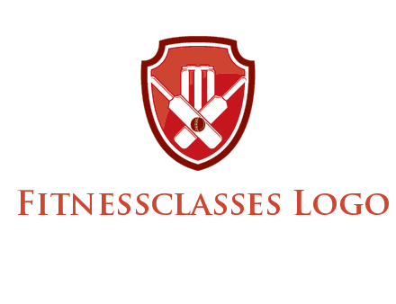 wicket and crossed bats in shield sports logo
