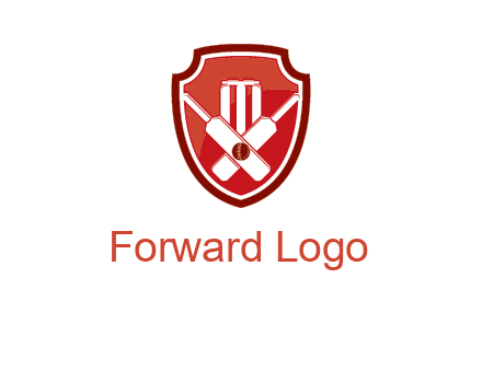 wicket and crossed bats in shield sports logo