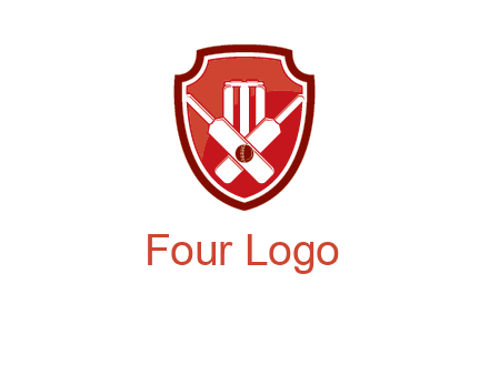 wicket and crossed bats in shield sports logo