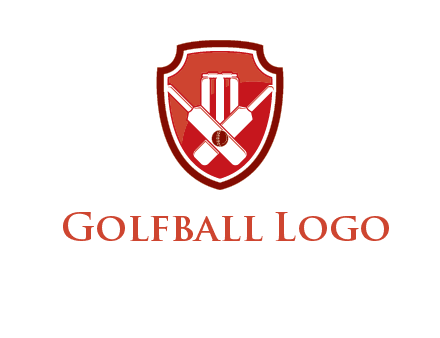 wicket and crossed bats in shield sports logo
