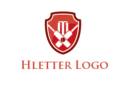 wicket and crossed bats in shield sports logo