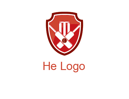wicket and crossed bats in shield sports logo