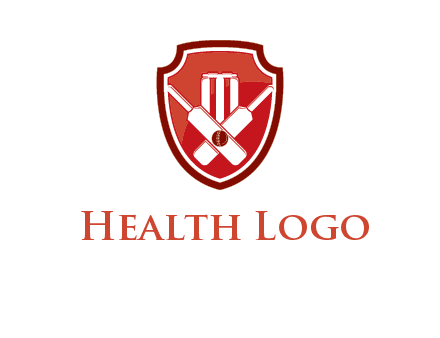 wicket and crossed bats in shield sports logo