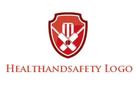 wicket and crossed bats in shield sports logo