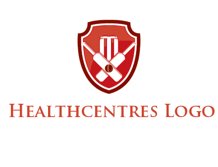 wicket and crossed bats in shield sports logo