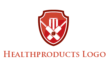 wicket and crossed bats in shield sports logo