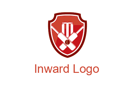wicket and crossed bats in shield sports logo