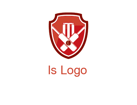 wicket and crossed bats in shield sports logo