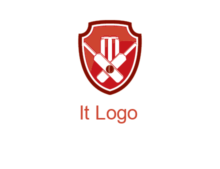 wicket and crossed bats in shield sports logo