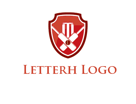 wicket and crossed bats in shield sports logo