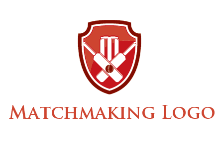 wicket and crossed bats in shield sports logo