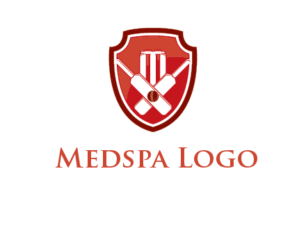 wicket and crossed bats in shield sports logo