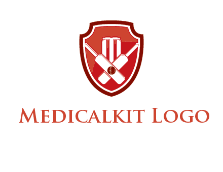 wicket and crossed bats in shield sports logo