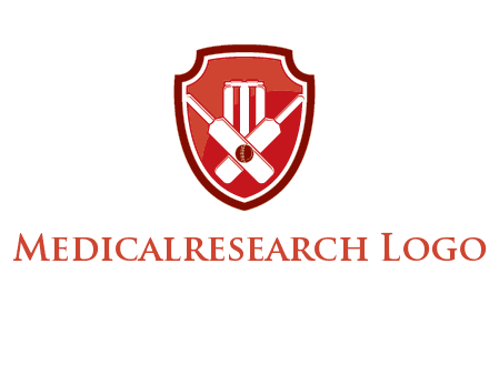 wicket and crossed bats in shield sports logo