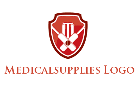 wicket and crossed bats in shield sports logo