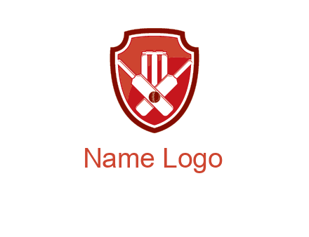 wicket and crossed bats in shield sports logo
