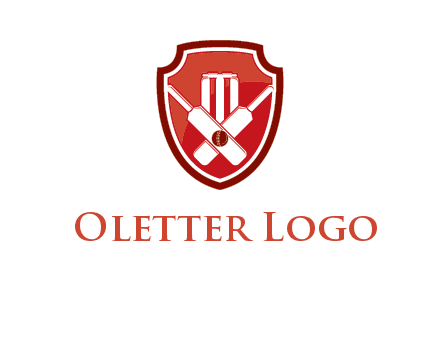 wicket and crossed bats in shield sports logo