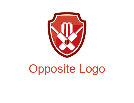 wicket and crossed bats in shield sports logo