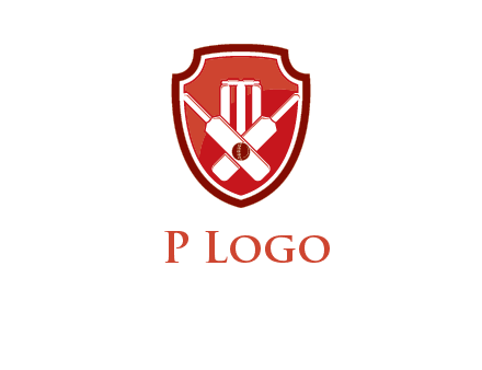 wicket and crossed bats in shield sports logo