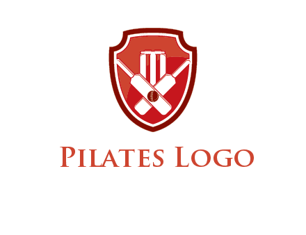 wicket and crossed bats in shield sports logo
