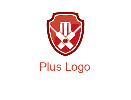 wicket and crossed bats in shield sports logo